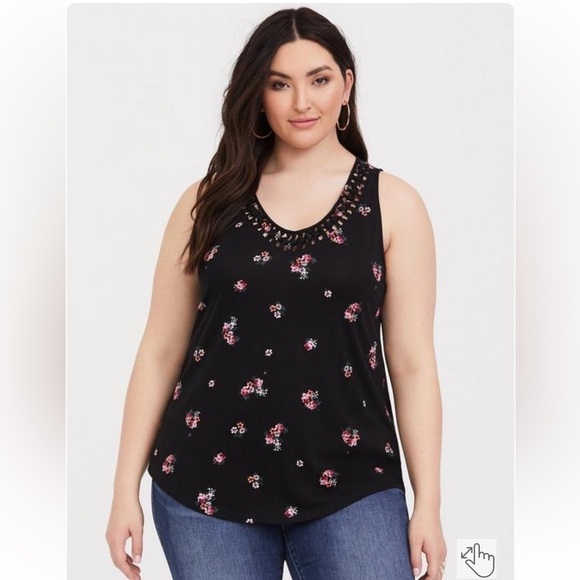 Torrid Heritage Slub V-Neck Macrame Tank Sz 3X - Picture 2 of 11